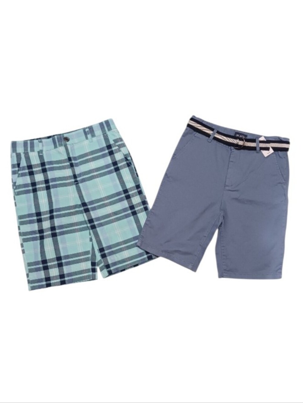 2-Pairs Boys Bermuda Shorts Adjustable Waist Aqua Blue